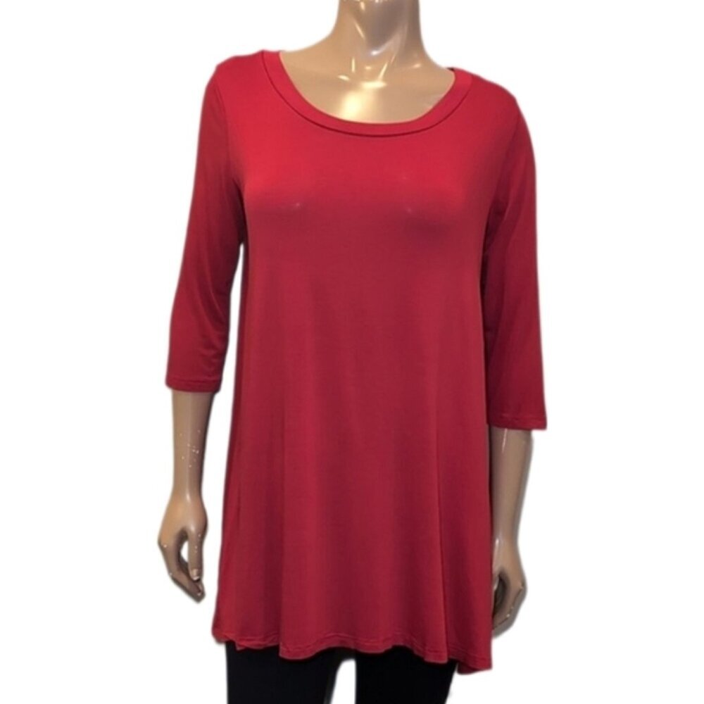 Forever 21 Tunic Top A-Line Dress Cropped Sleeve Fall Christmas Holiday Red